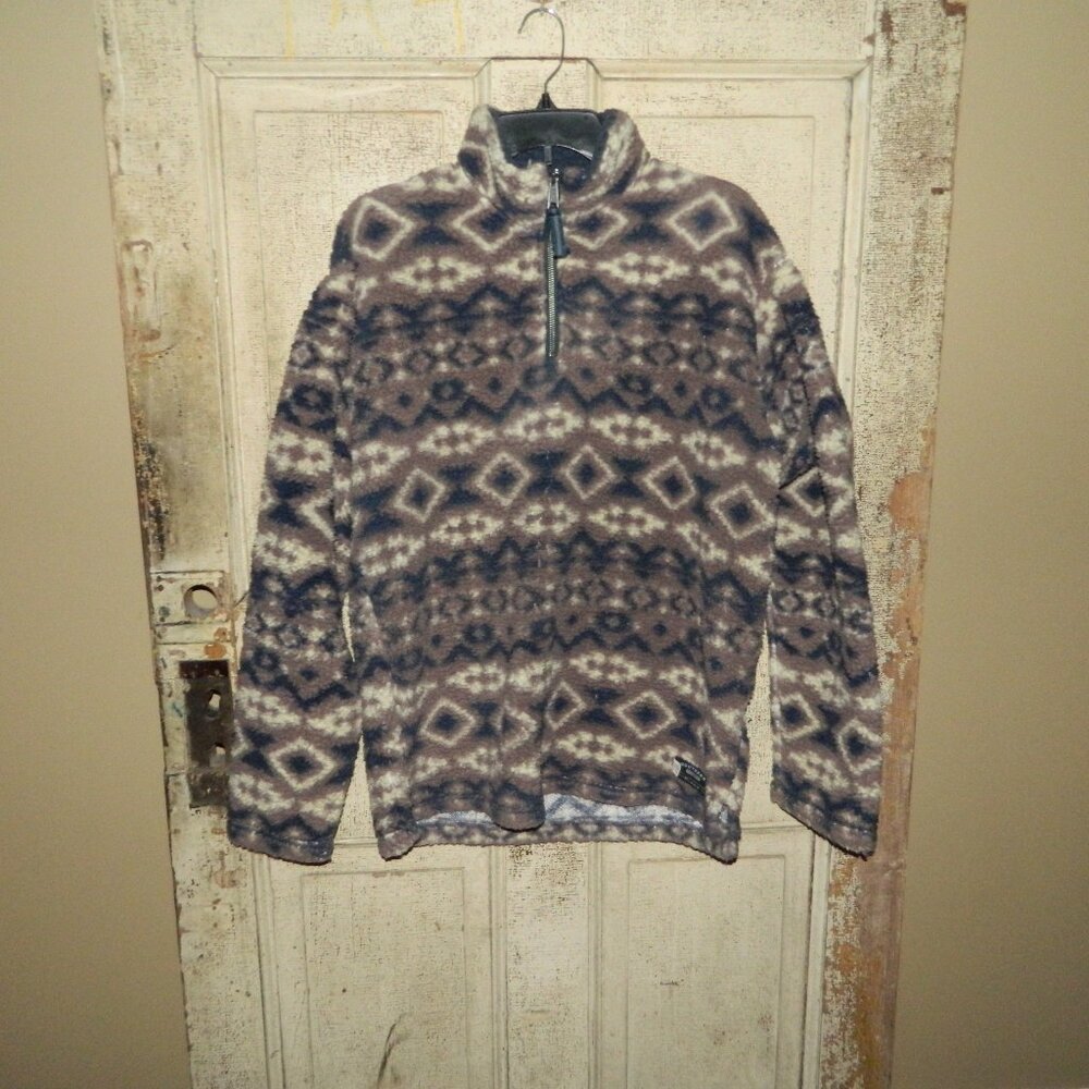 Southern Marsh Sherpa Fleece Tribal Aztec 1/4 Zip Pullover Mens Sz M (KK-5)